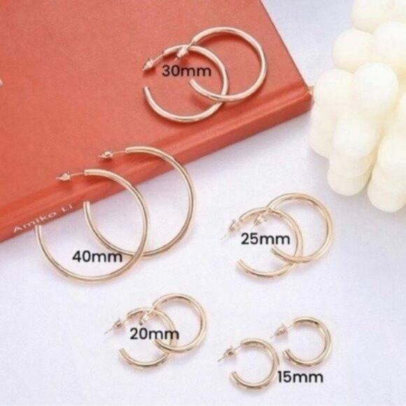 Rose Gold Plated Hoop Earrings 15mm - Picture 3 of 5